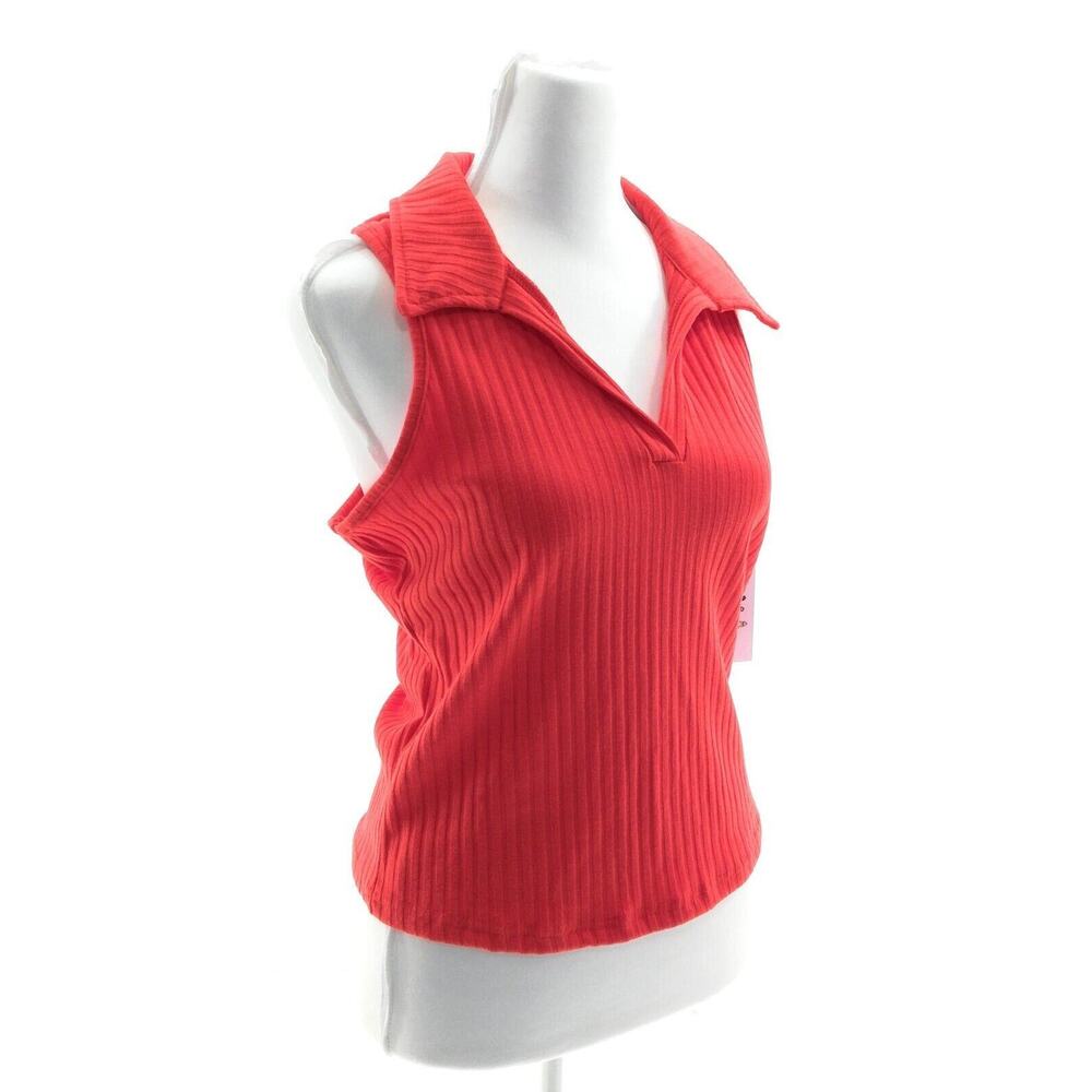 RoomMates Red Sleeveless V-Neck Ribbed Top - Junior's Size Large - Stylish Chic
